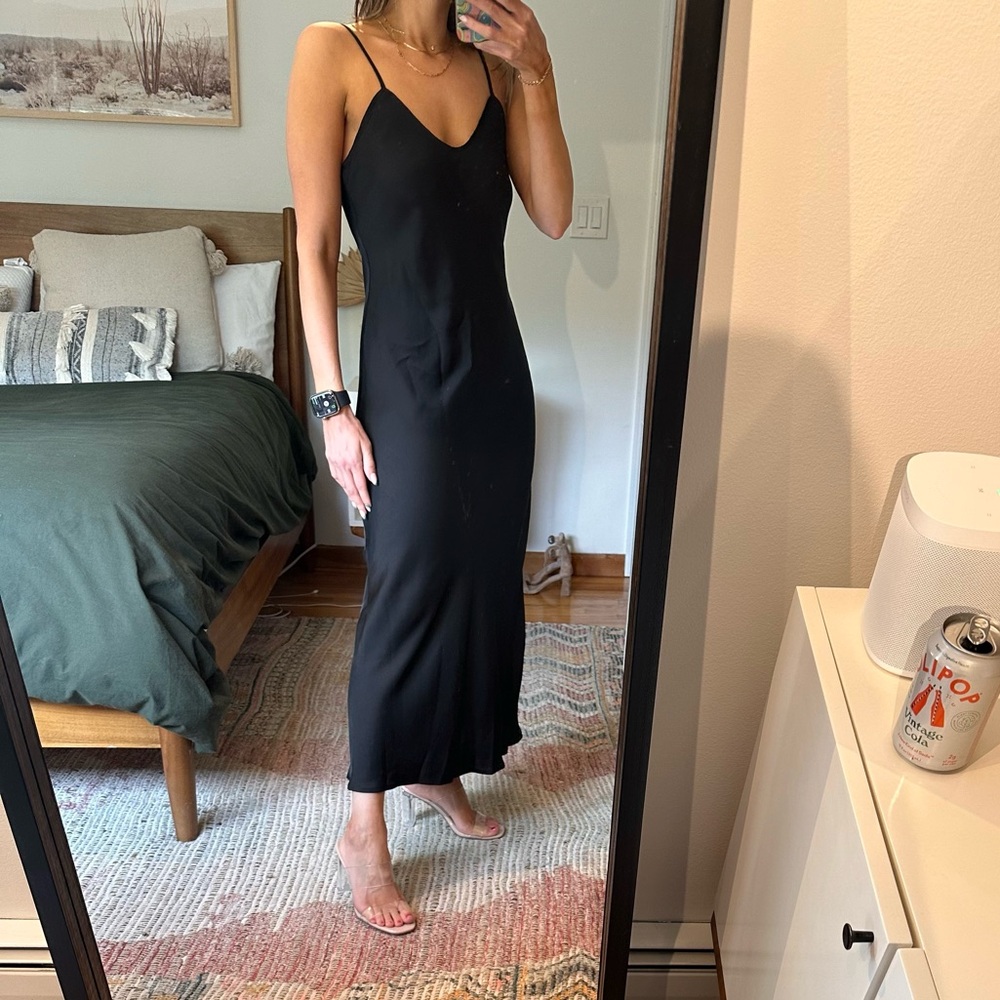 Shop RESA black satin midi dress! Size small